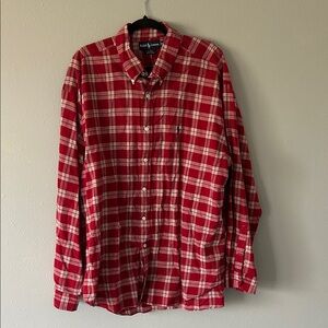 Ralph Lauren Men's Red and White Checkered Shirt